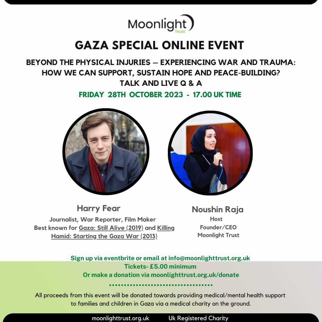 Joun Moonlight Trust in this Gaza special talk . What can we do?