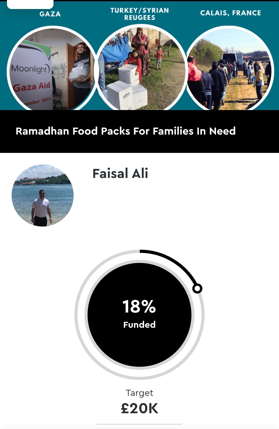Support Faisal Ali in his efforts to raise vital funds